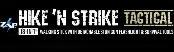 ZAP Hike 'n Strike 18-in-1 Tactical Walking Stick with Detachable Stun Device Flashlight & Integrated Survival Kit | Feel Safe & Prepared Hiking Outdoors (Lightweight 1.9 lbs, Collapsible 5-Tubes)